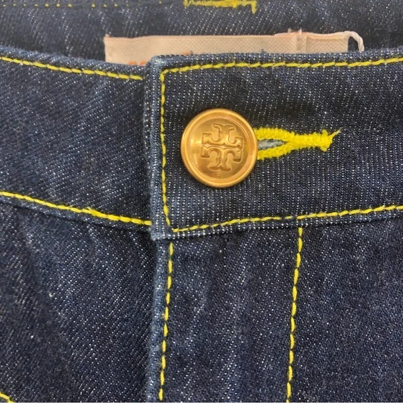 NWT Tory Burch Asymmetric Stitch Flare Cropped Jeans 28 - Picture 8 of 15